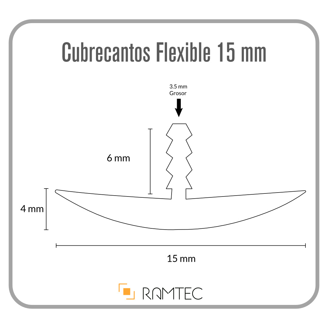 Cubrecanto Flexible de 15 mm