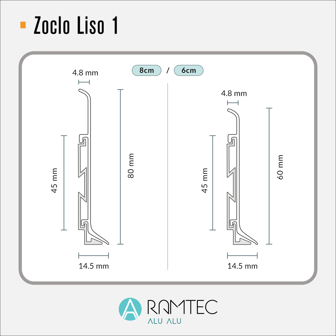 Zoclo de Aluminio Liso Modelo 1