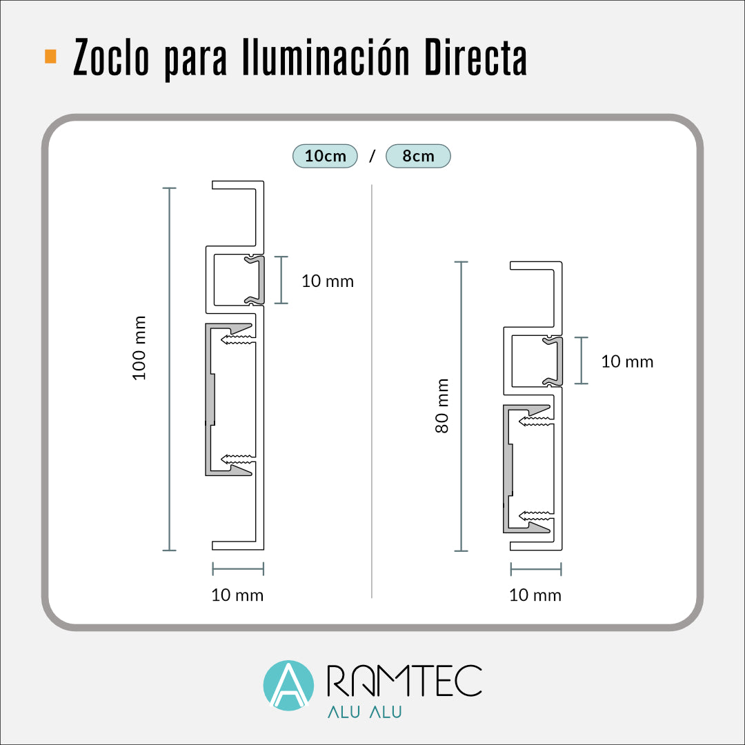Zoclo Aluminio Luz Led Directa Aluminio