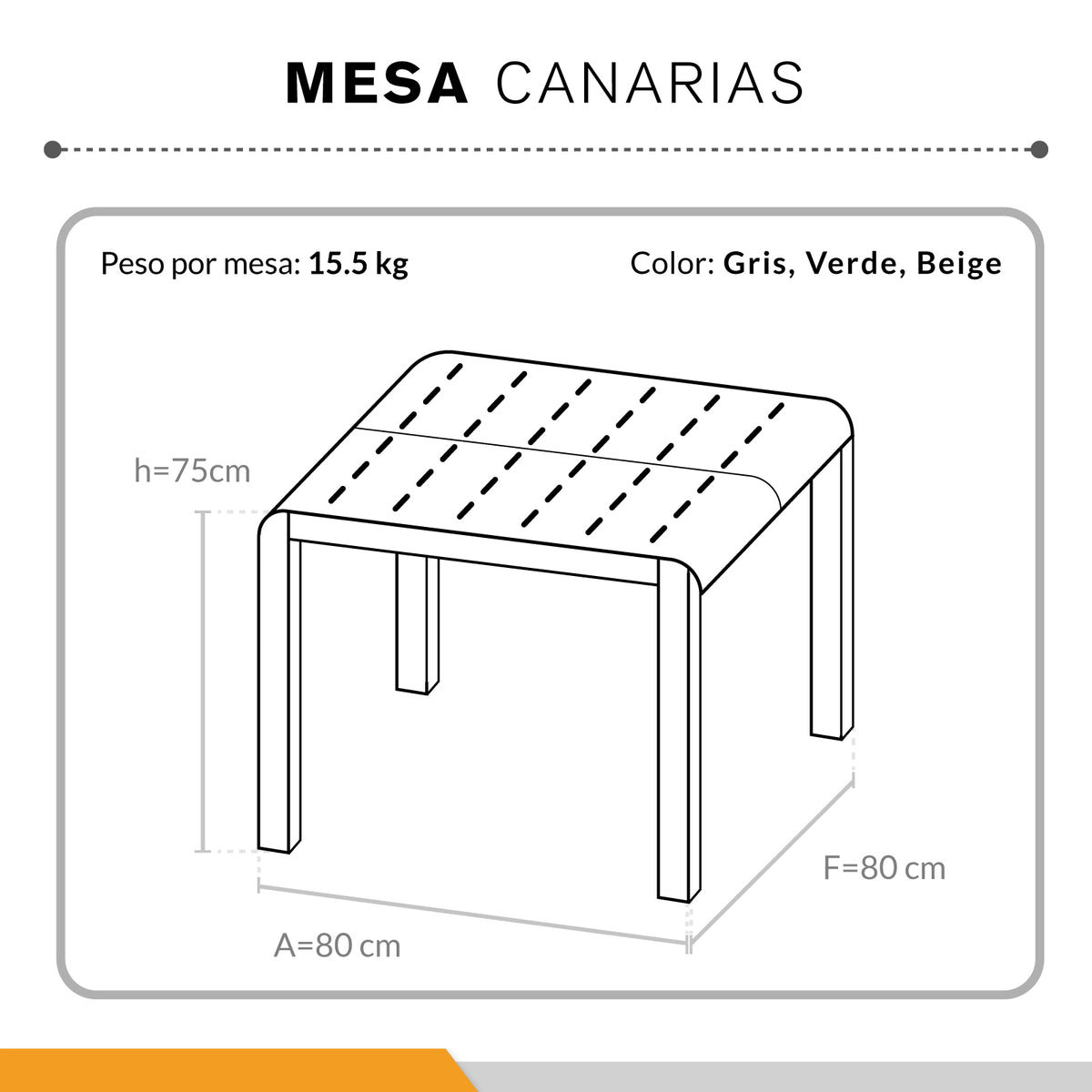 Mesa Canaria Moderna Minimalista Resistente Exterior