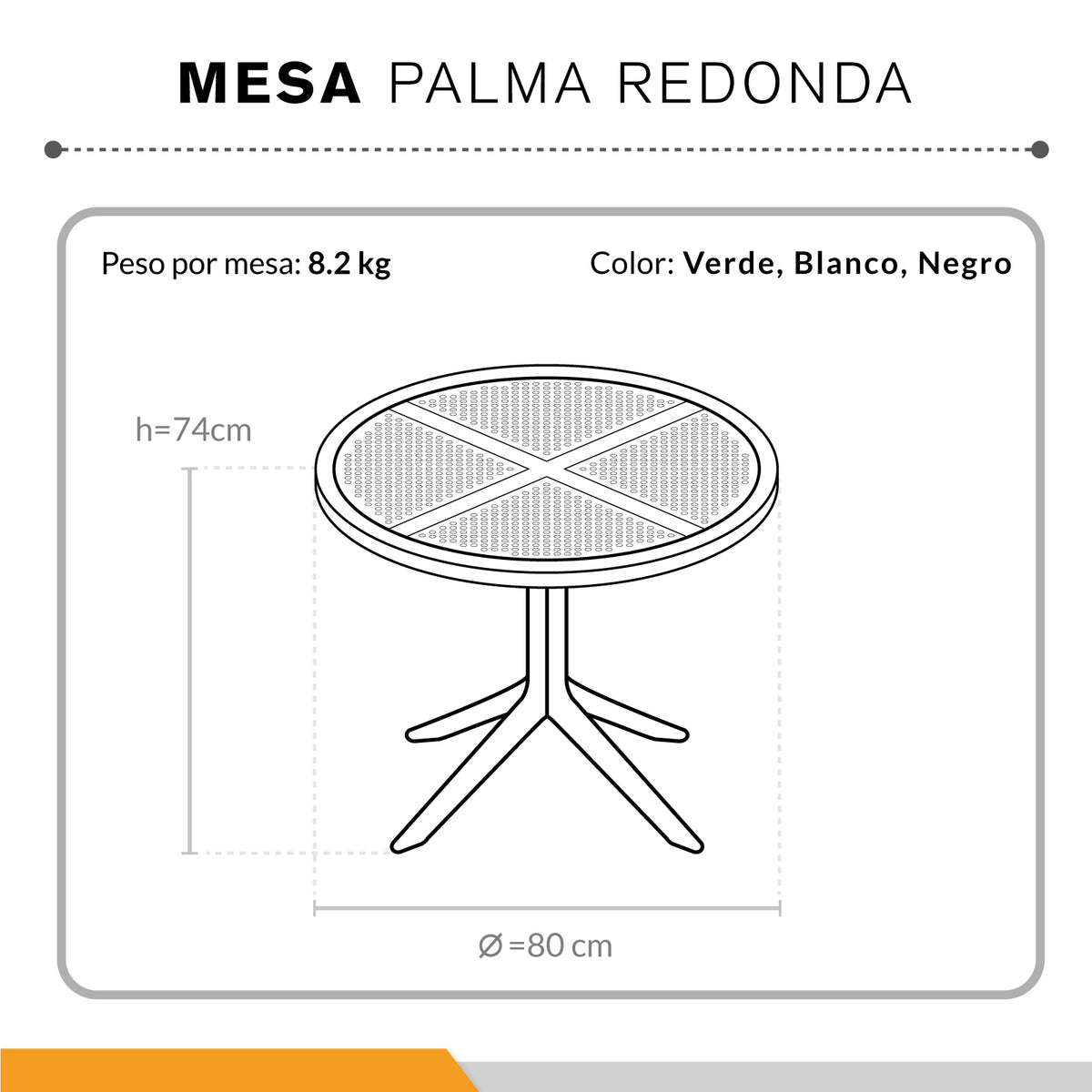Mesa Palma Redonda Moderna Minimalista Resistente Exterior