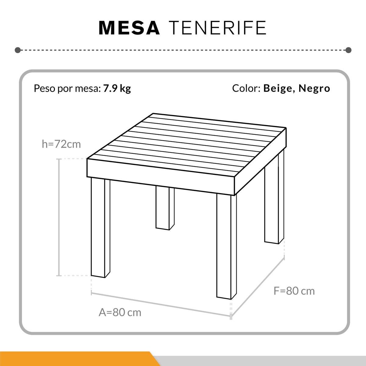 Mesa Tenerife Moderna Minimalista Resistente Exterior