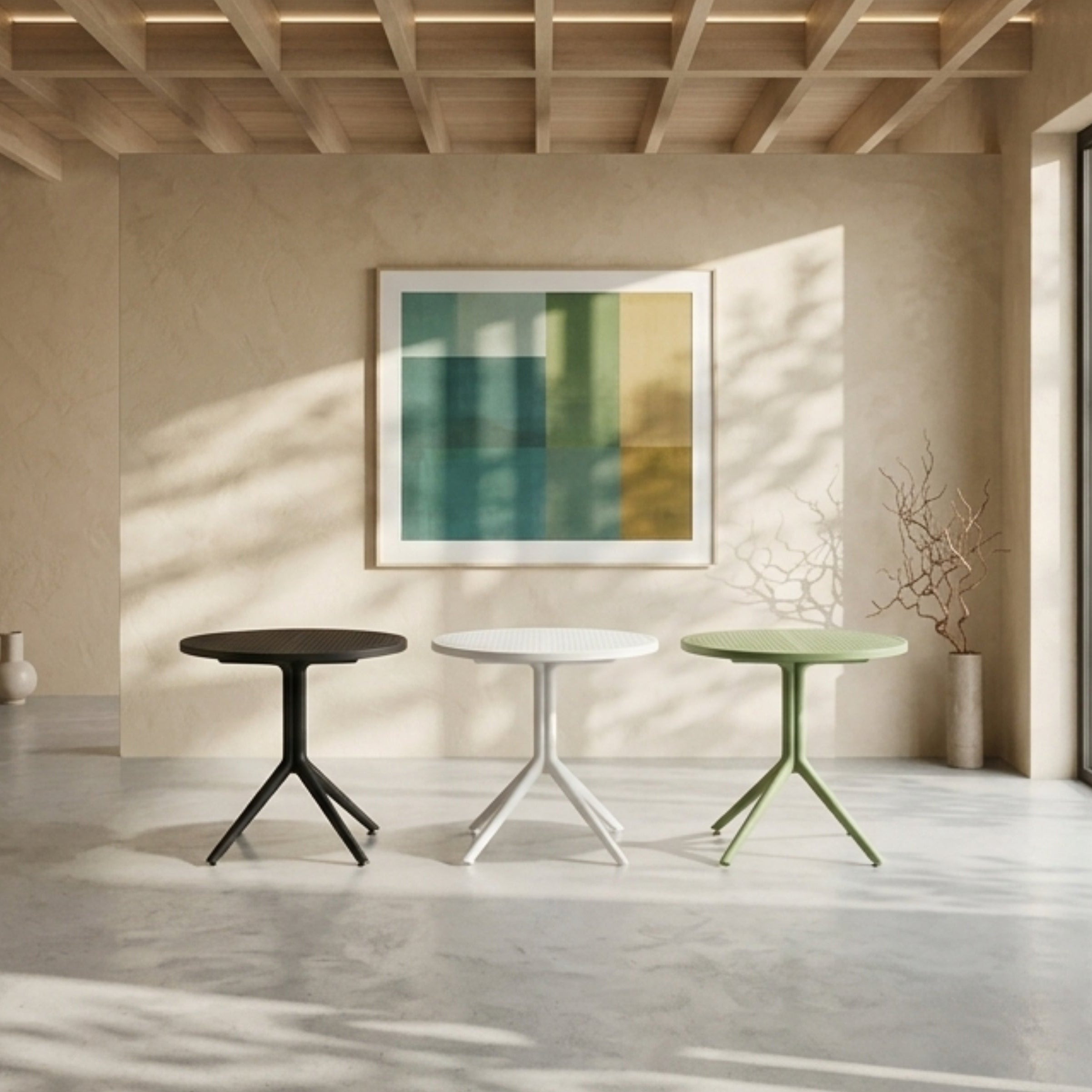 Mesa Palma Redonda Moderna Minimalista Resistente Exterior