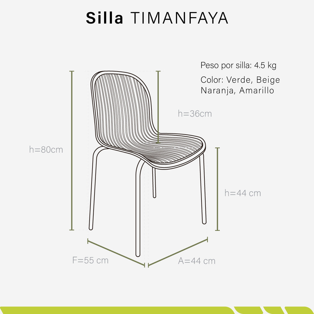 Silla Timanfaya Moderna Ligera Resistente  (Set De 4)