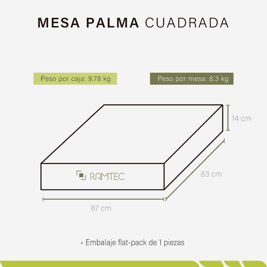 Mesa Palma Cuadrada Moderna Minimalista Resistente Exterior