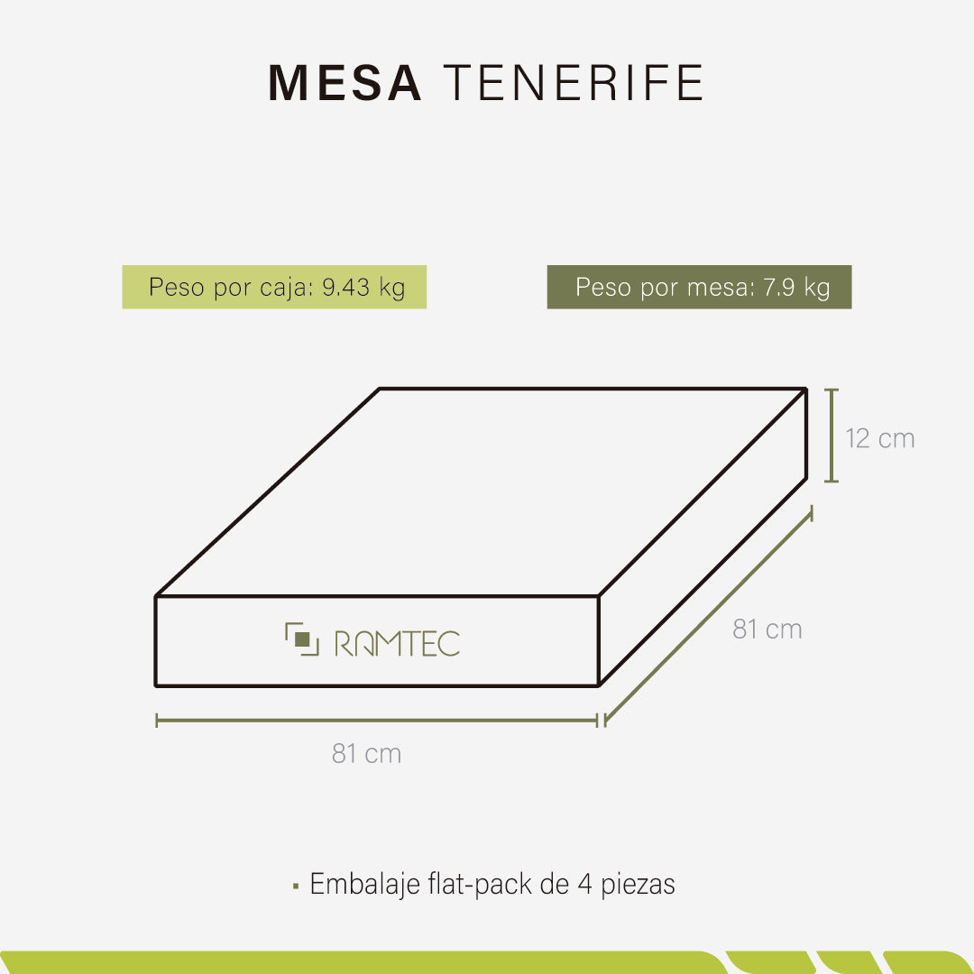 Mesa Tenerife Moderna Minimalista Resistente Exterior