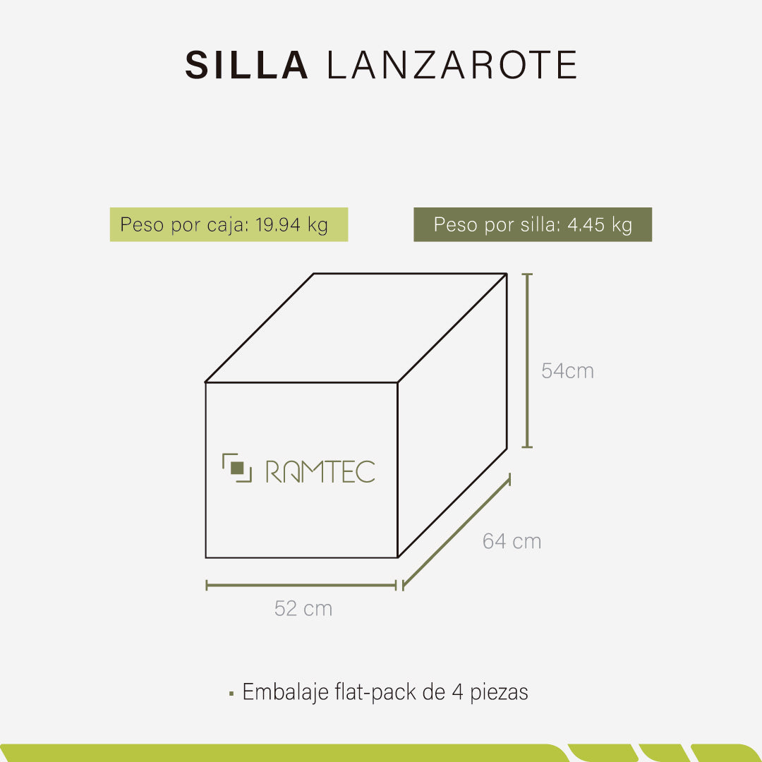Silla Lanzarote Moderna Ligera Resistente (Pack de 4 Sillas)