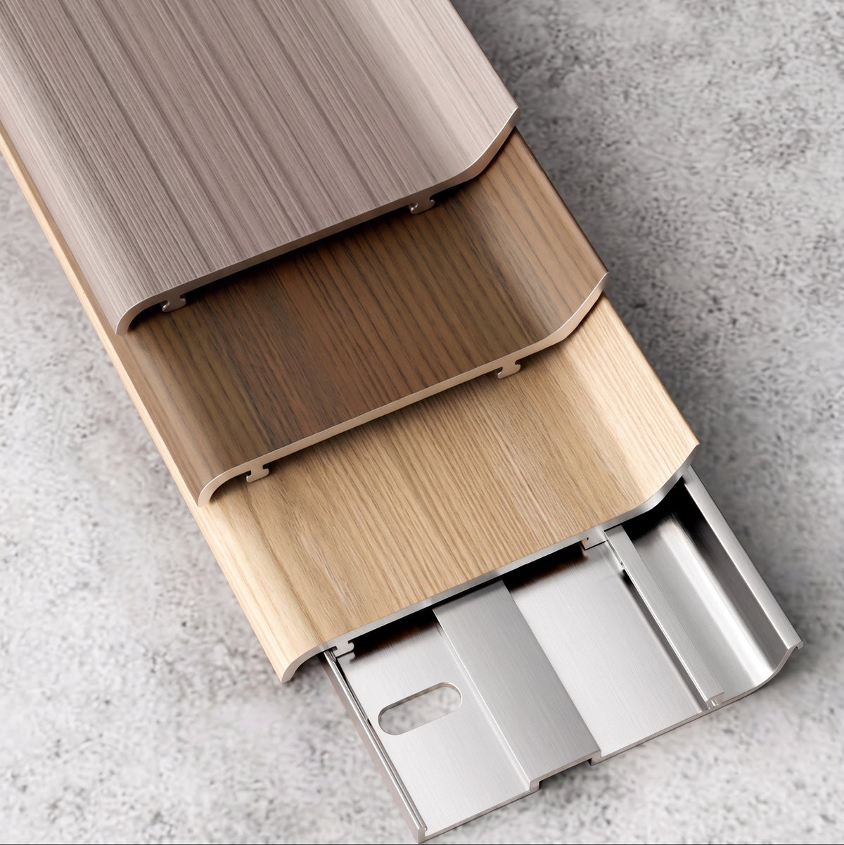 Zoclo Aluminio Acabado Tipo Madera Liso 6 cm